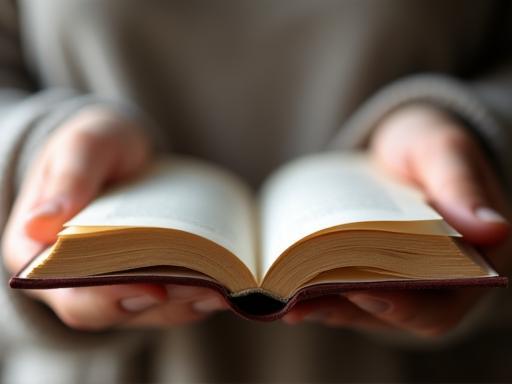 Hands carefully holding an open book, symbolizing the gift of knowledge and the core of The PaperSeed Initiative's mission.