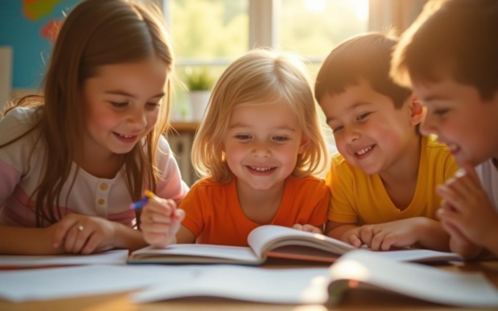 Children joyfully learning with books and paper resources provided by The PaperSeed Initiative.